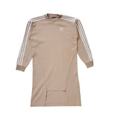 Adidas Beige White Trim Long Sleeve Cotton Sport Dress Women's UK S 8 G786