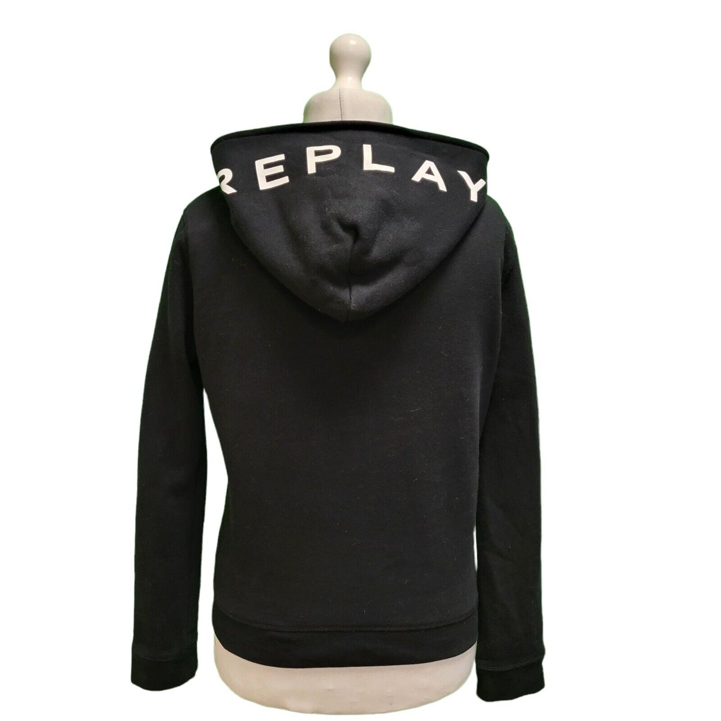 Replay Black Zip Long Sleeve Sweatshirt Hoodie uk Women's M 10 H791