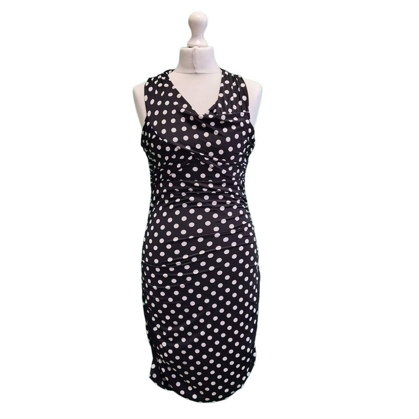 Guess Black White Polka Dot Off Shoulder Bodycon Dress Women's BNWT UK M G818