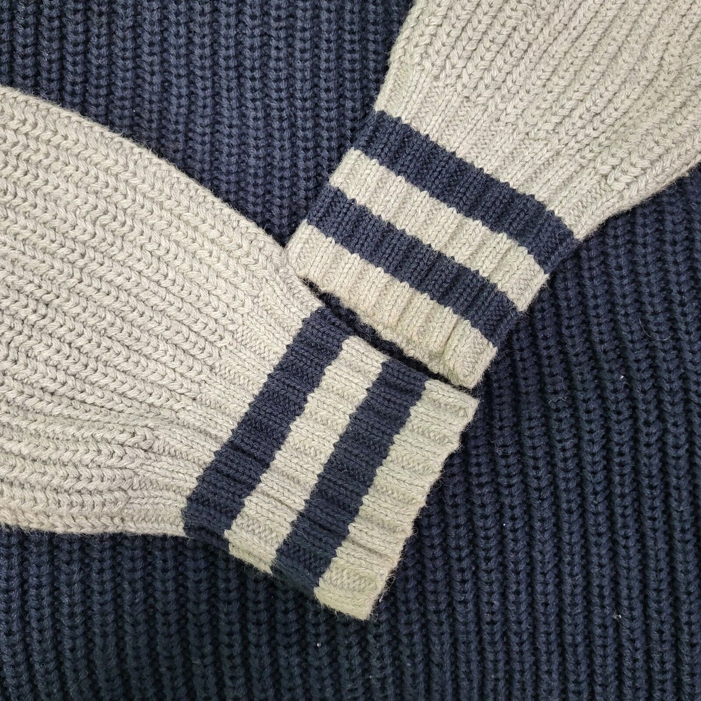 Polo Lauren Navy Grey Spell Out Knit Jumper Women's UK L 12 EU 40 H144