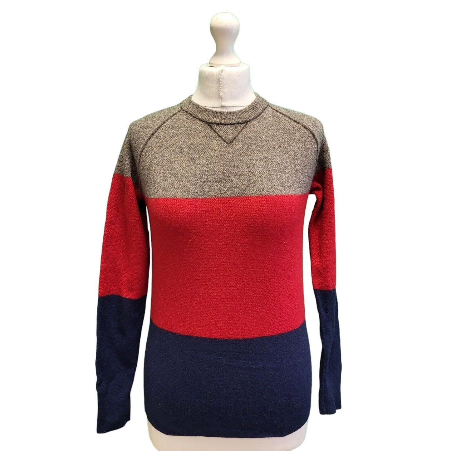 Vintage Tommy Hilfiger Red Grey Blue Wool Jumper Women's Uk 8 S G764
