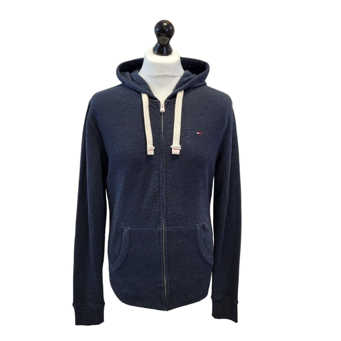 Tommy Hilfiger Blue Drawstring Zipped Sweatshirt Hoodie Uk Men's Medium G480