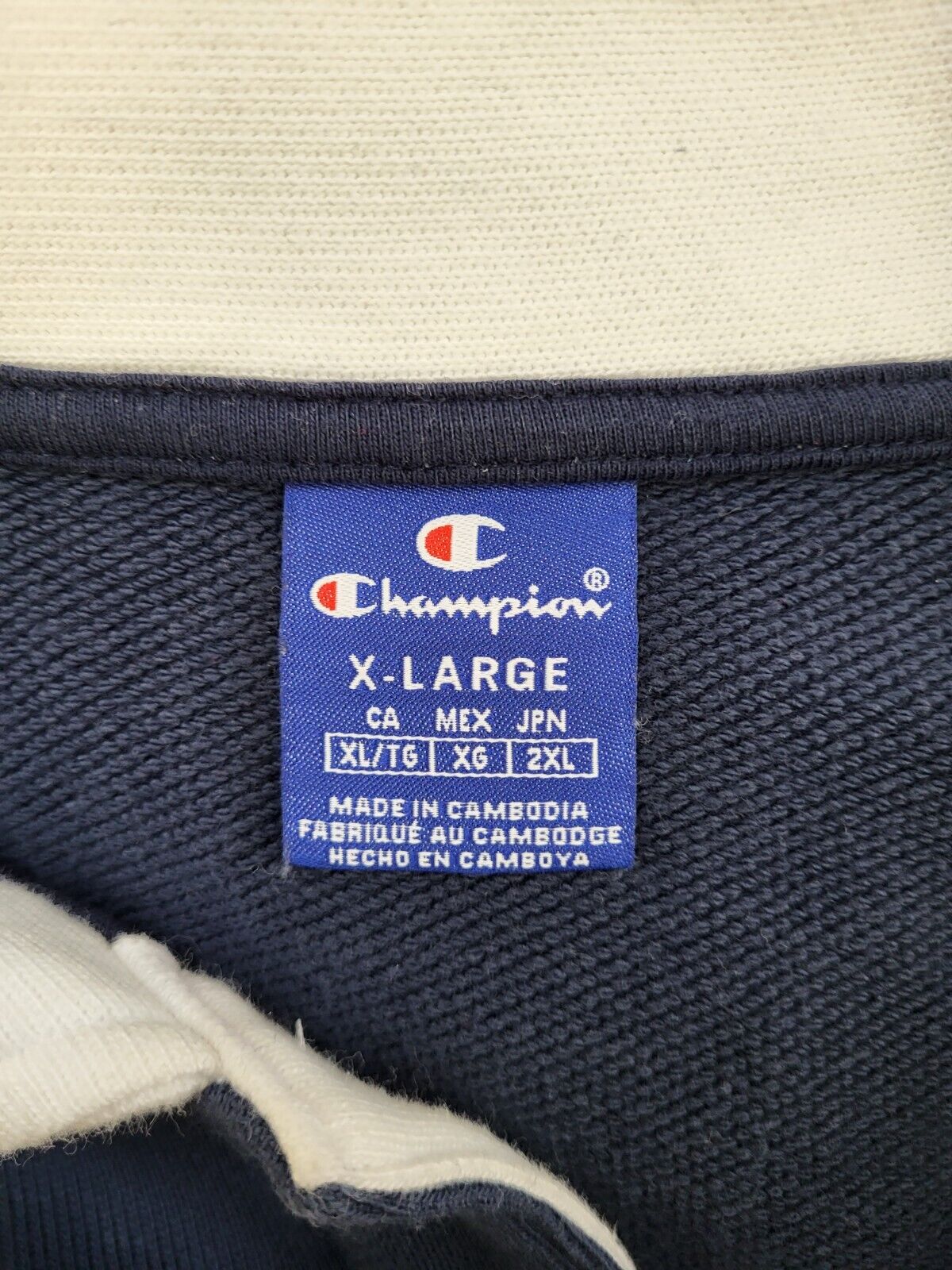 Champion Navy 1/4 Button Long Sleeve Sweatshirt Men's Uk XL Eu 56 G858