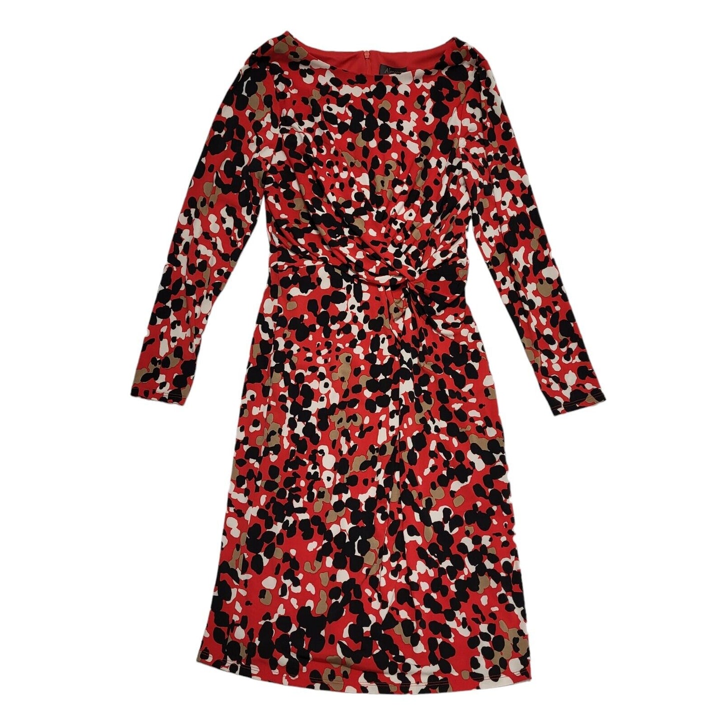 Alexon Red Black White Summer Print Wrap Dress UK Women's L 12 BNWT H756