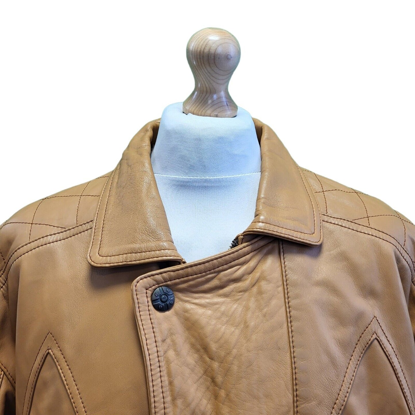 Piel's Club Brown Tan Full Zip Collared Leather Jacket Men's uk XL eu 54 H76