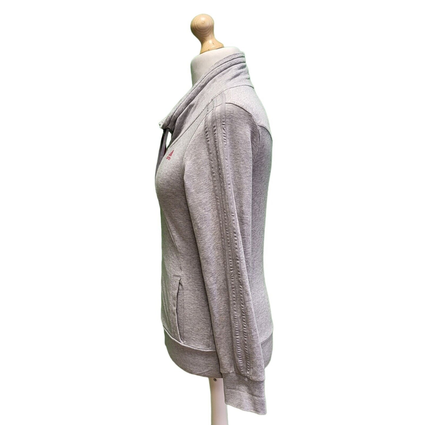 Adidas Grey Pink Zipped Long Sleeve Sweatshirt Tracksuit Top Women's uk 10 H369