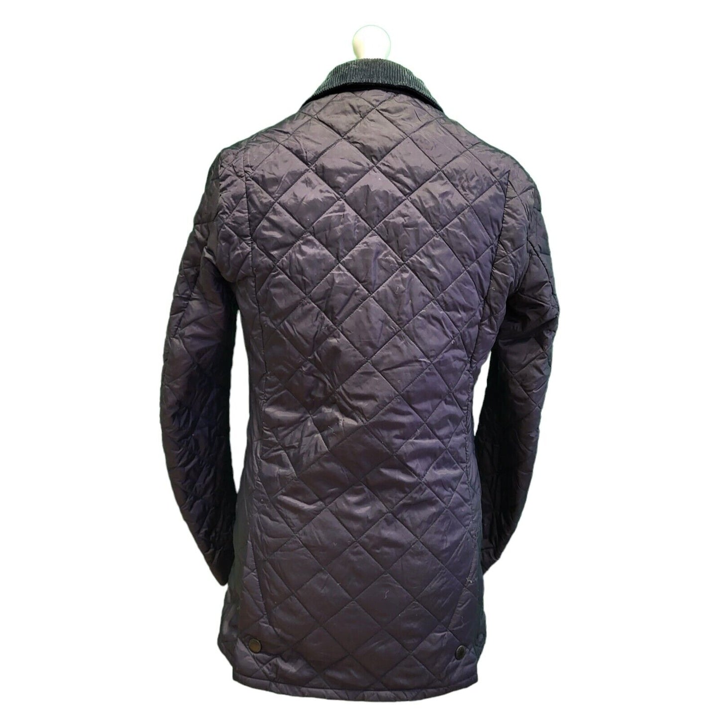 Barbour Liddesdale Navy Blue Snap Fasten Quilted Jacket Men's uk xS H74