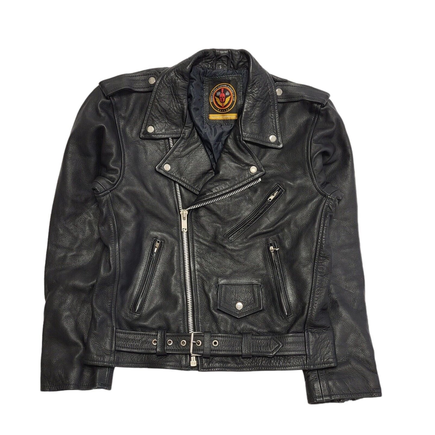 Warrior Soul Black Zipped Thick Leather Jacket Men's Uk S Eu 46 H386