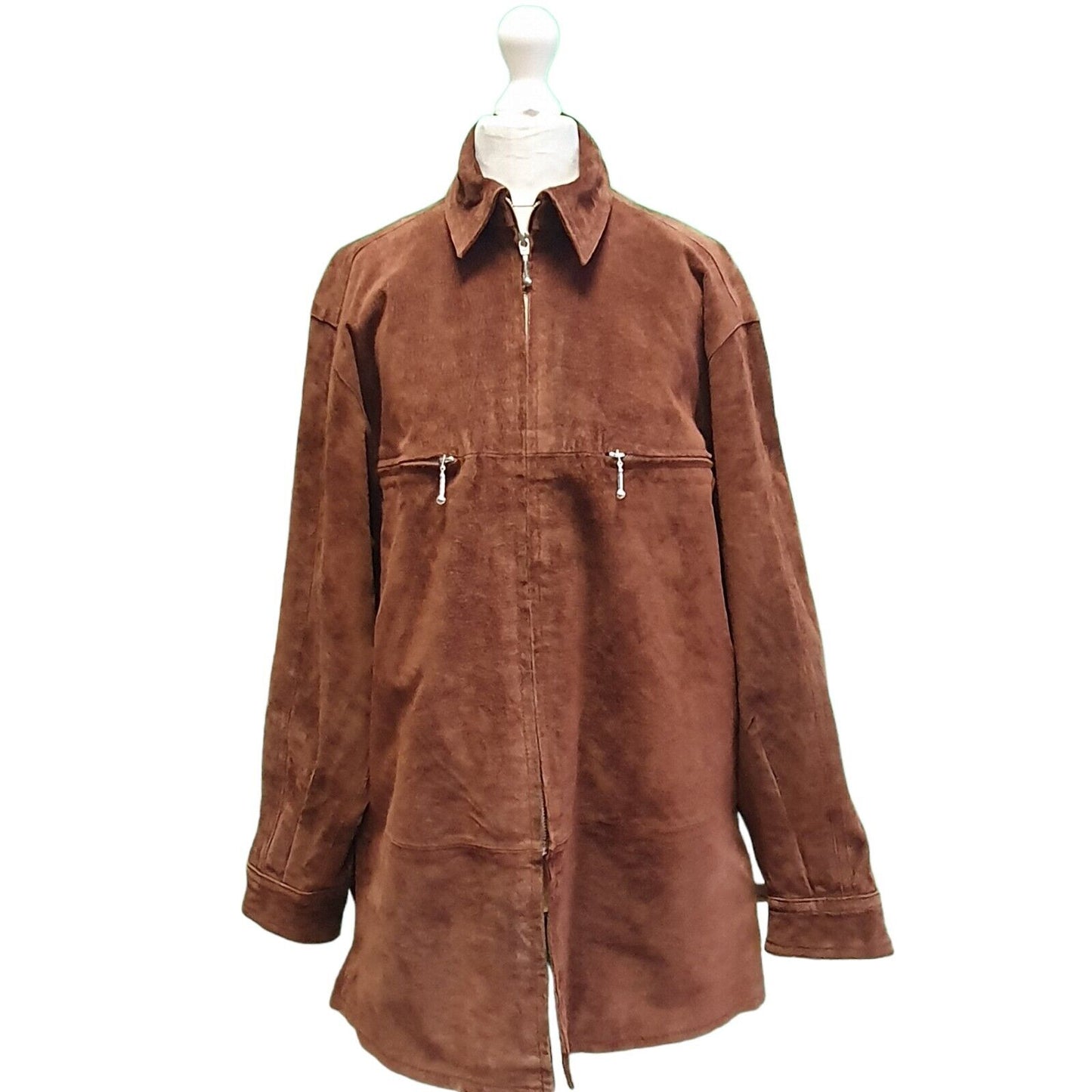 Vintage Newport Casuals Brown Zipped Suede Leather Jacket Women's UK L 12 H210