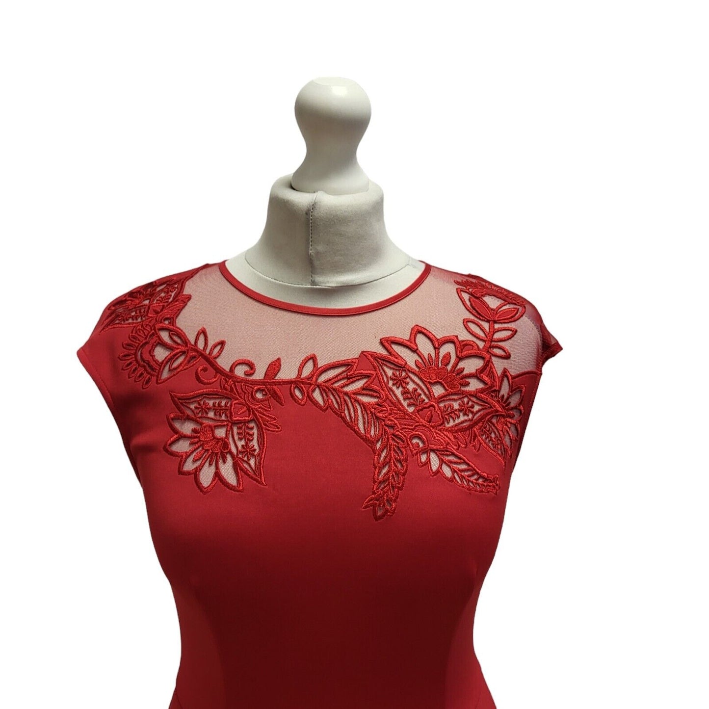 Ted Baker Red Sleeveless Evening A-Line Dress UK Women's Small BB346
