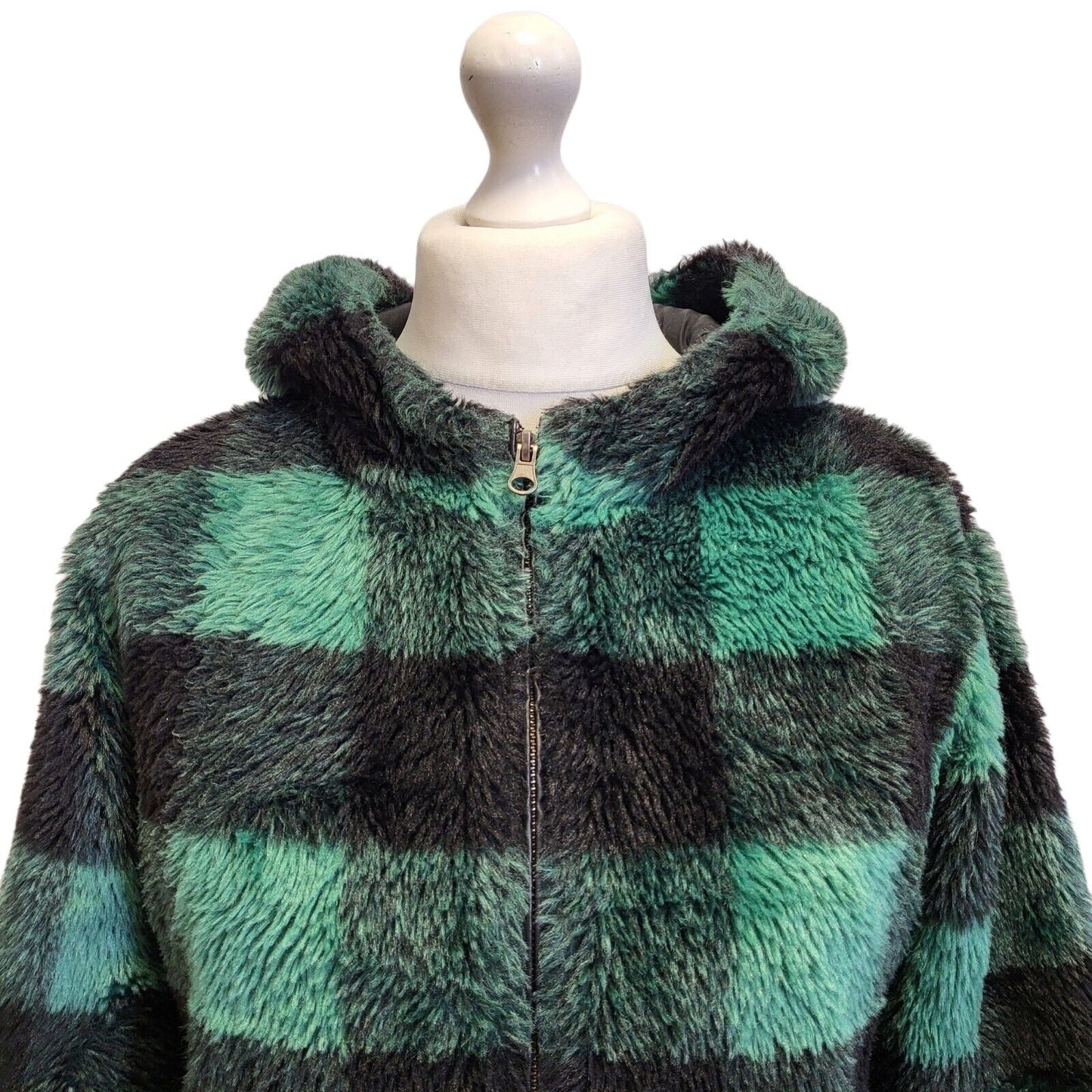 Guess Green Black Fleece Hooded Zipped Jacket Uk Women's S Eu 36 G22