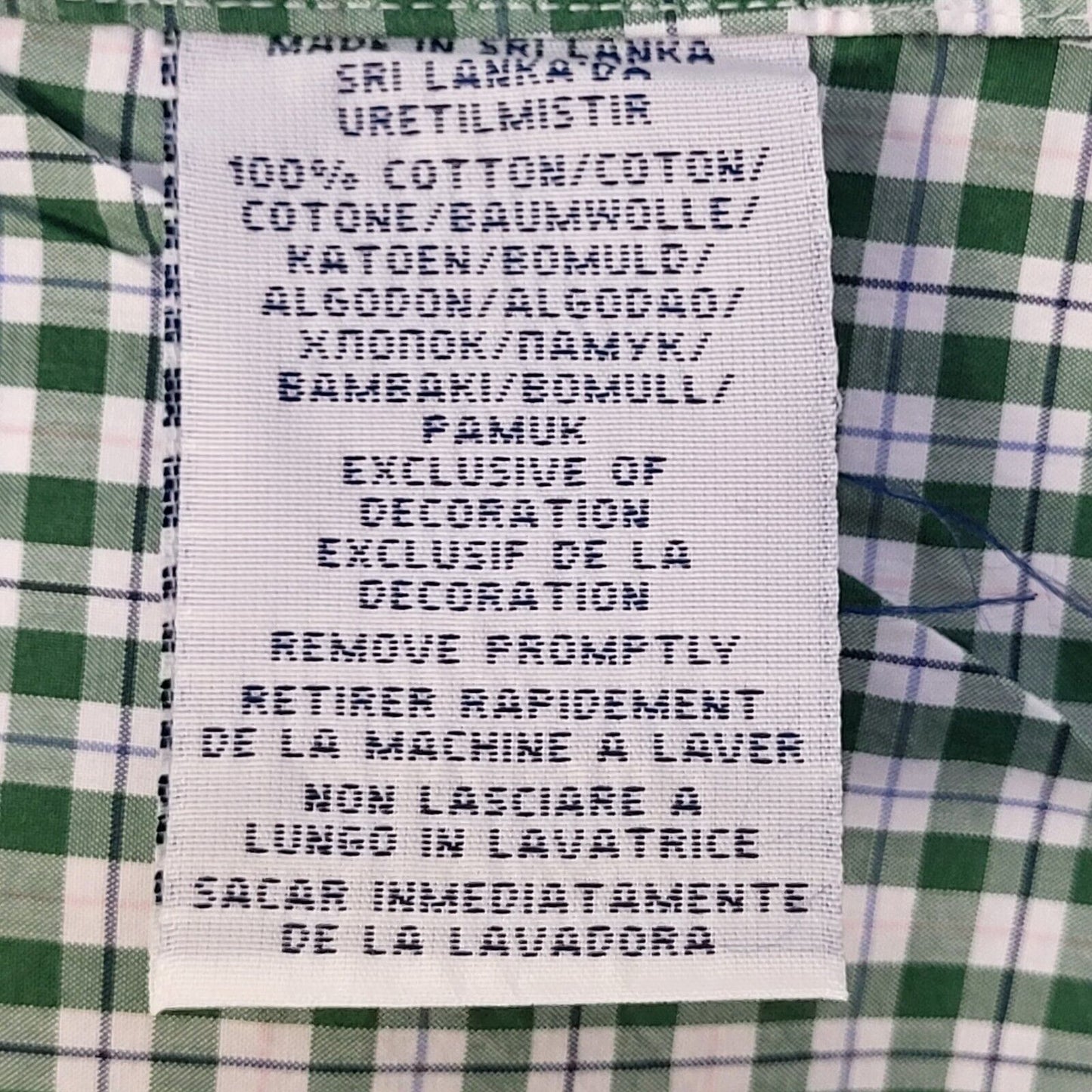 Polo Ralph Lauren Green White Check Long Sleeve Shirt Uk Men's Large G596