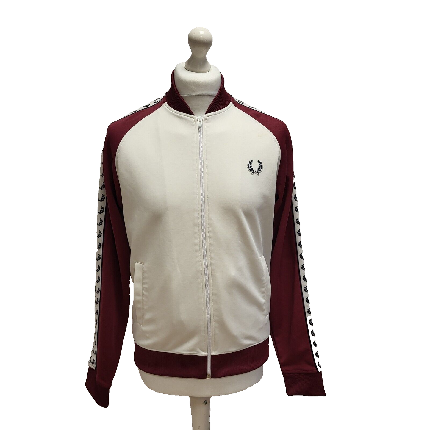 Fred Perry Red White Zip Sports Tracksuit Top Jacket Uk Men's M BB398