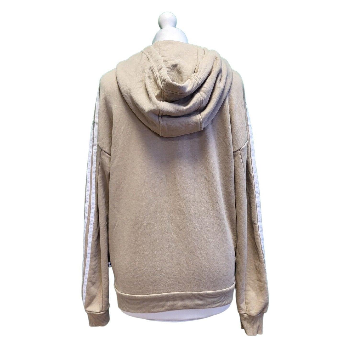 Adidas Beige White Drawstring Over-sized Hooded Sweatshirt Women's UK 8 S G782