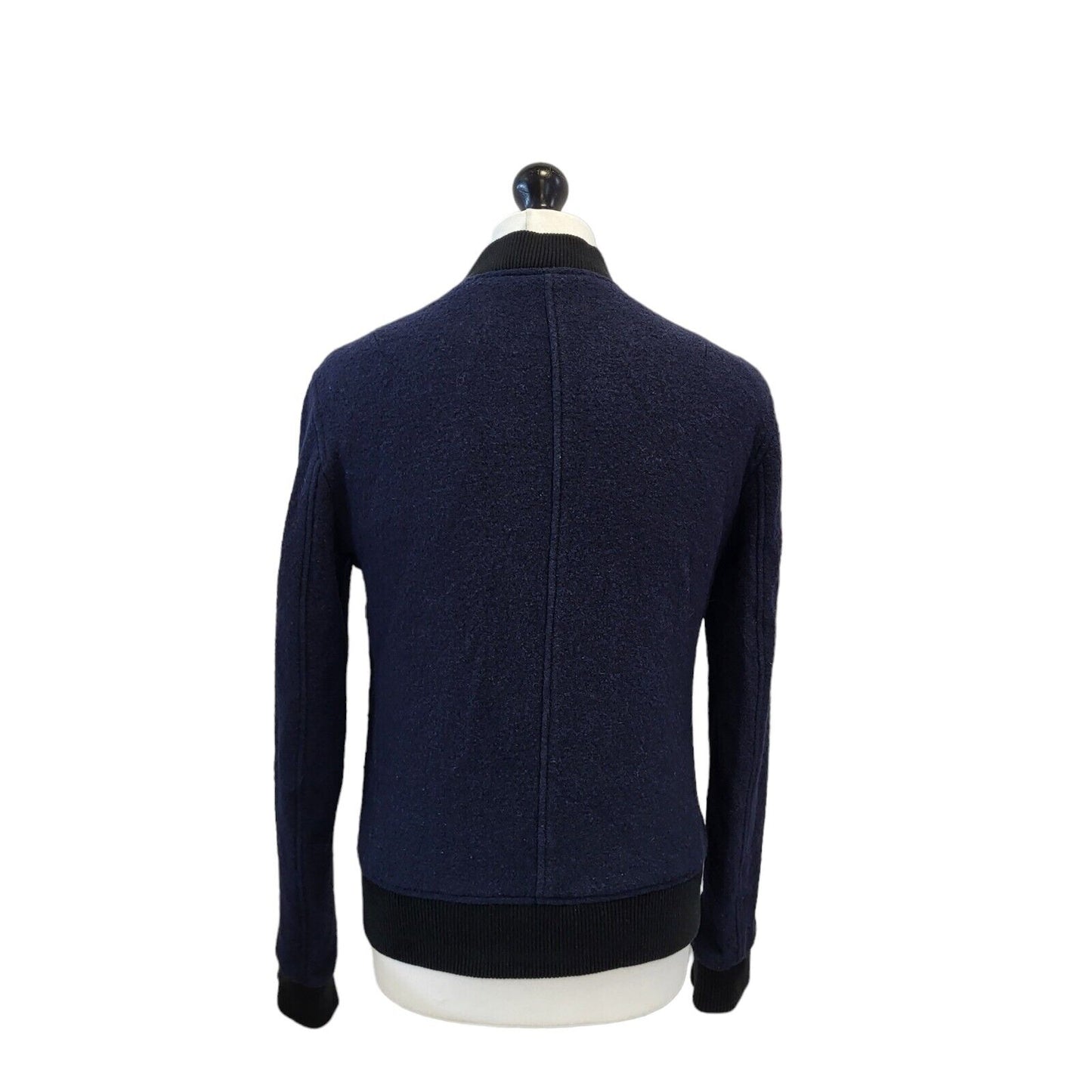 Religion Navy Blue Zipped Wool Jacket Uk Men's Medium G650