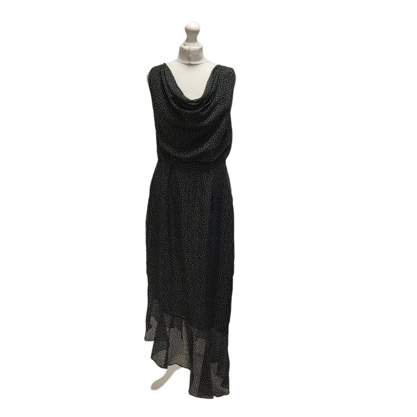 Phase Eight Black Green Dotty Maxi Evening Formal Dress Women's UK 12 BNWT BB402
