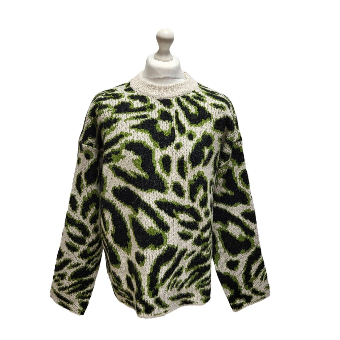 Weekday Green Abstract Crew Neck Cotton Jumper Uk Men's Large Bnwt BB279