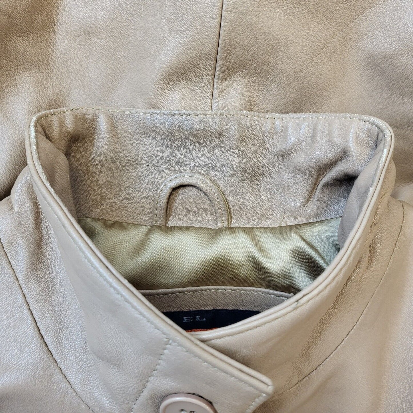 EL Leather Jacket Coat Beige Womens BNWT UK 12 EU 40 G352