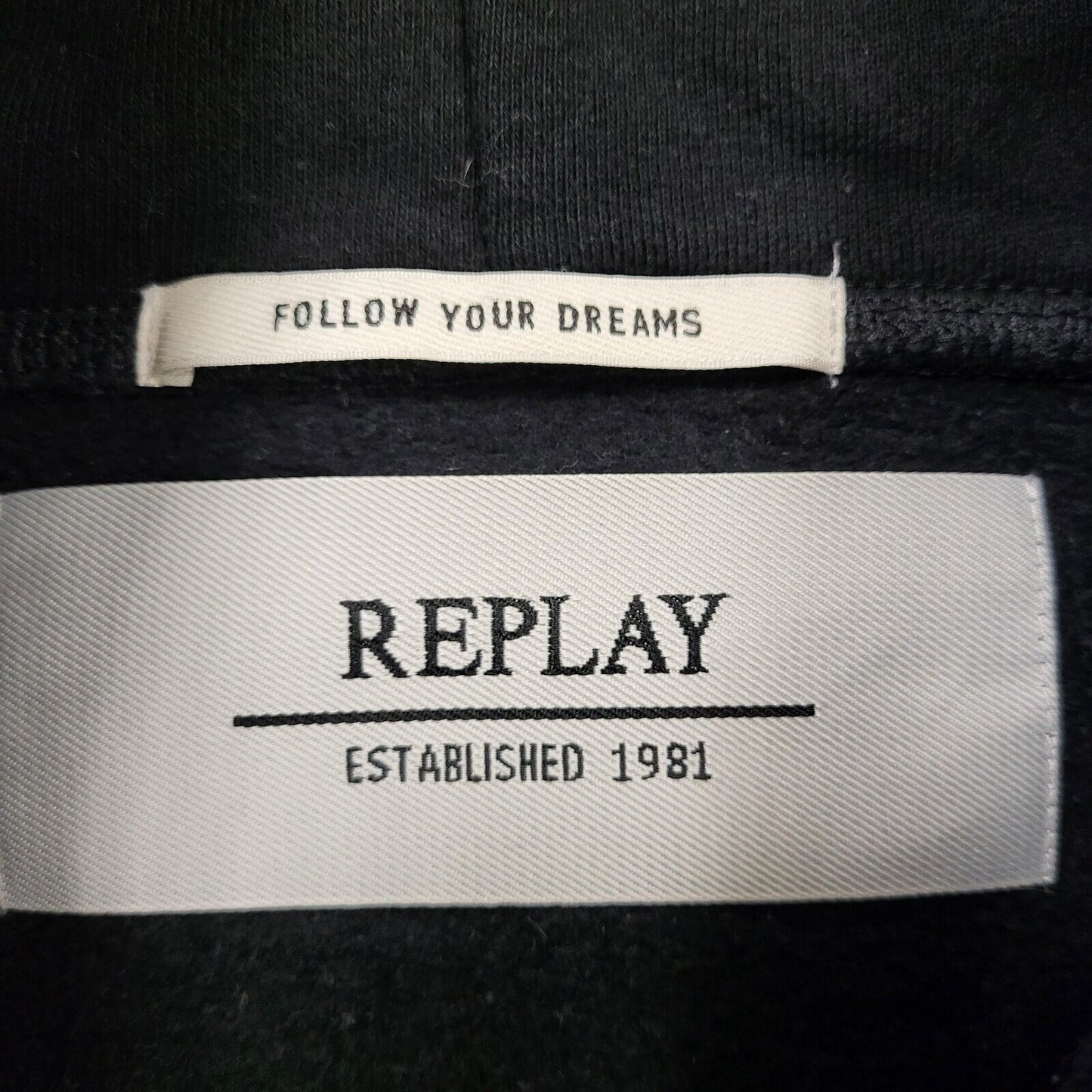 Replay Black Zip Long Sleeve Sweatshirt Hoodie uk Women's M 10 H791