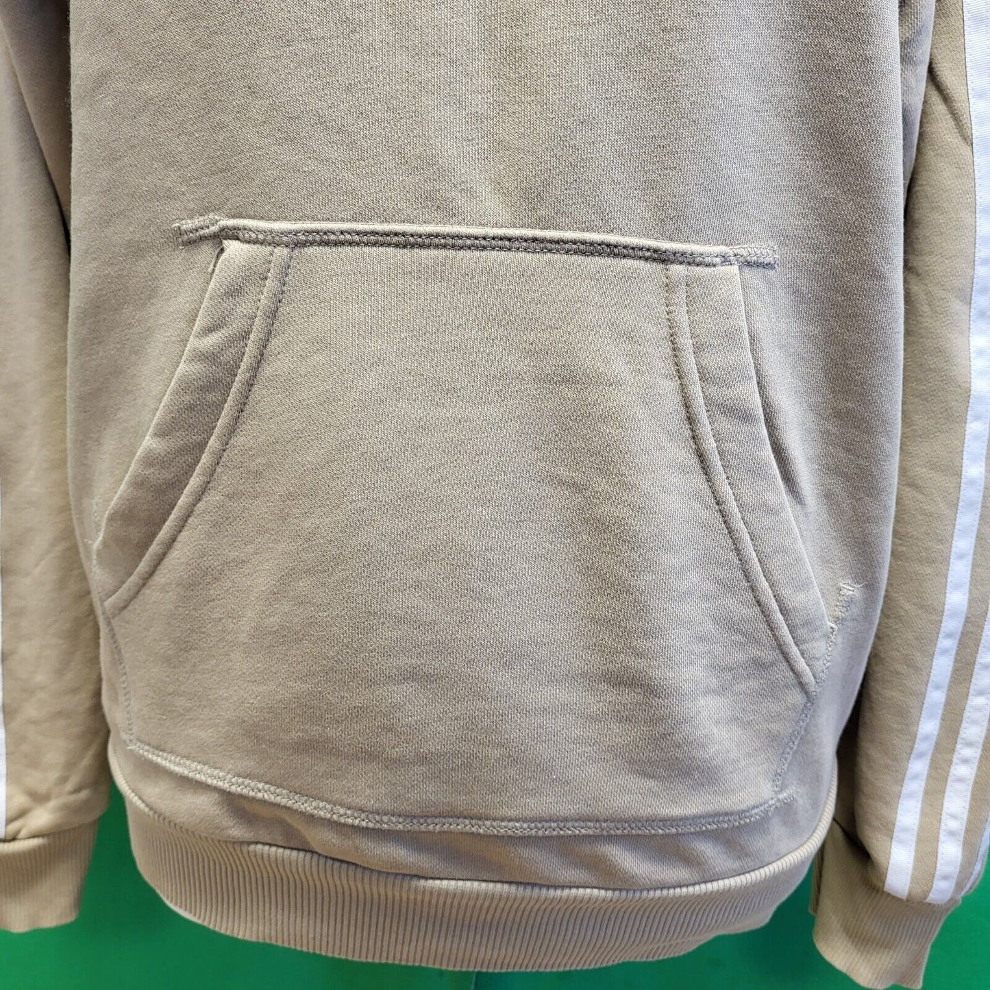 Adidas Beige White Drawstring Over-sized Hooded Sweatshirt Women's UK 8 S G782