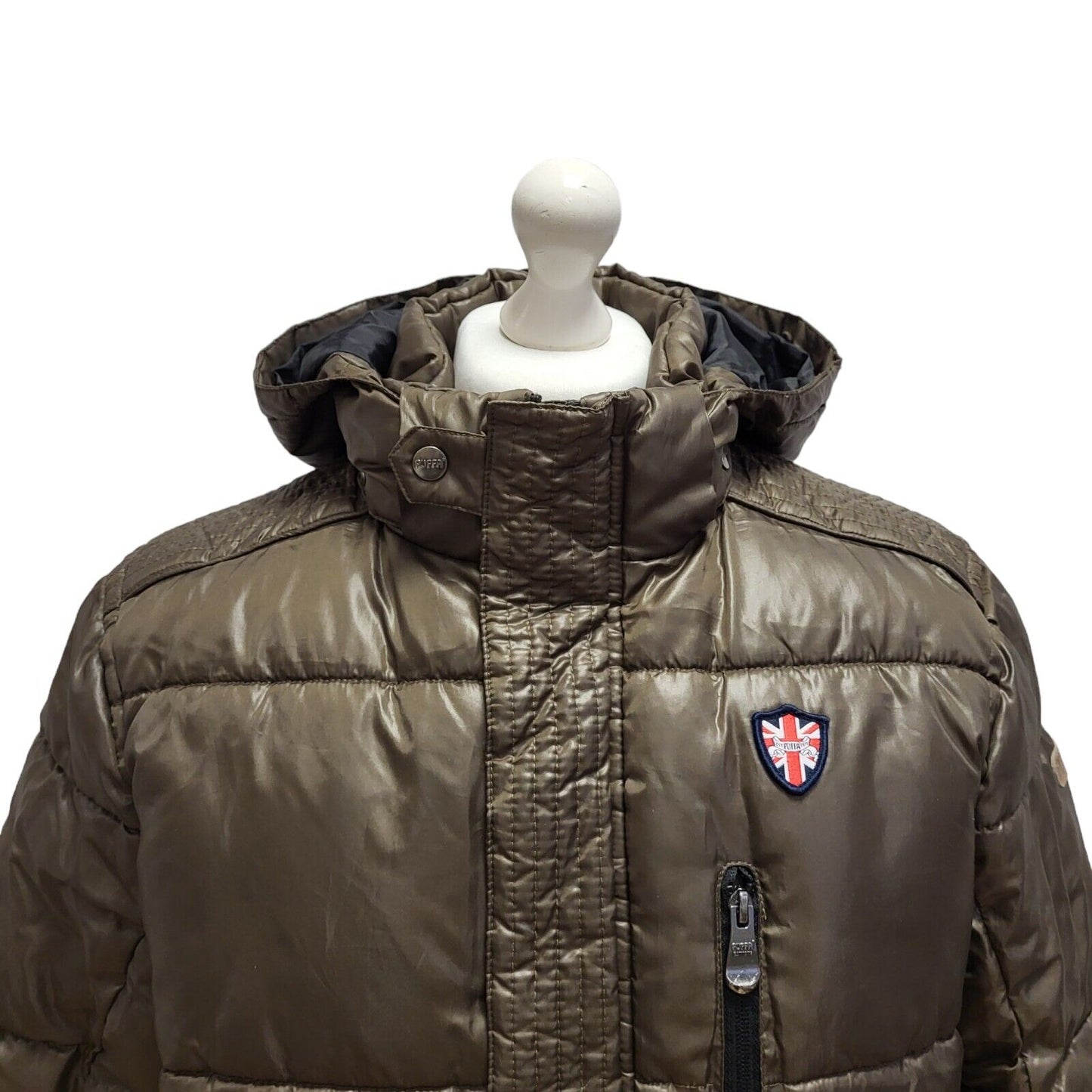 Puffa Quilted Outwear Brown Zipped Hooded Jacket Uk Men's Medium BB306
