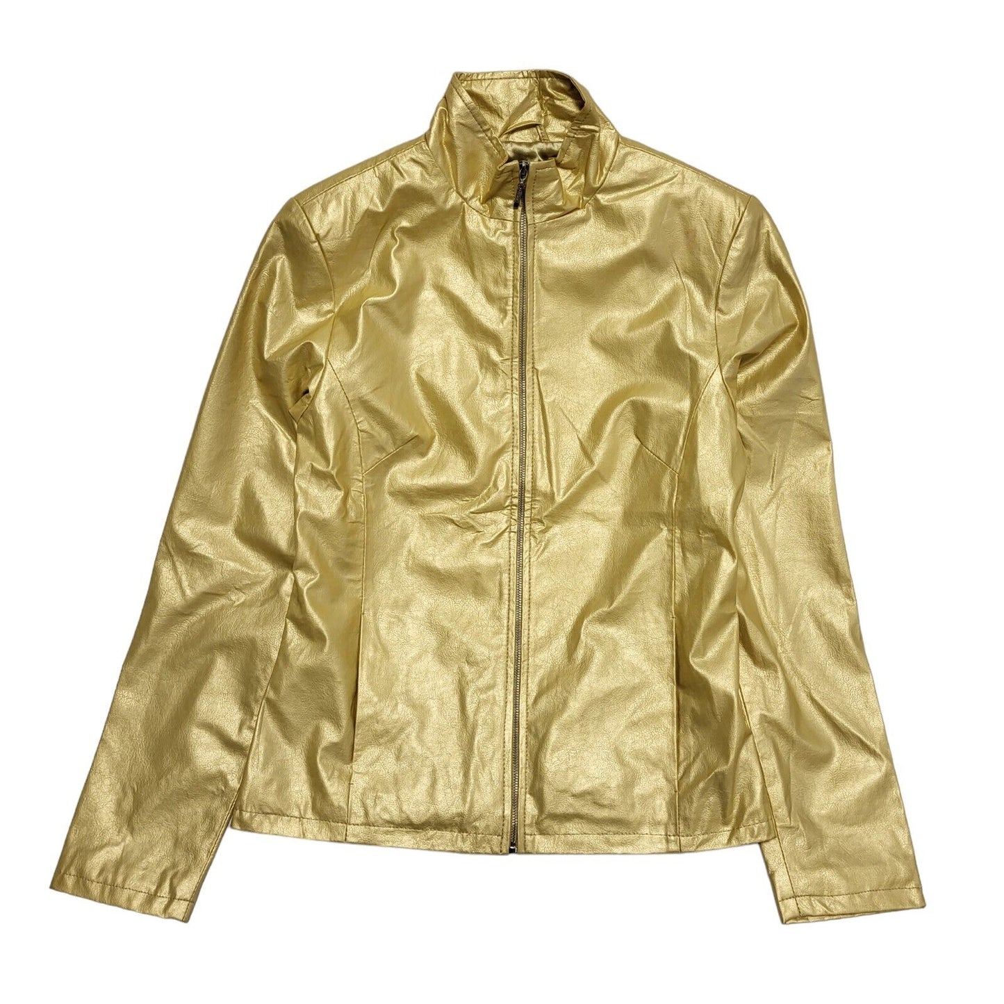 New Look Yellow Zipped Faux Leather Jacket UK Women's Small H710