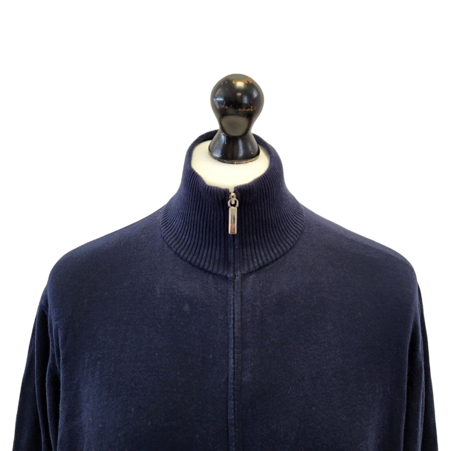 Tucci Navy Blue High Neck Cotton Cardigan Uk Men's Medium G523