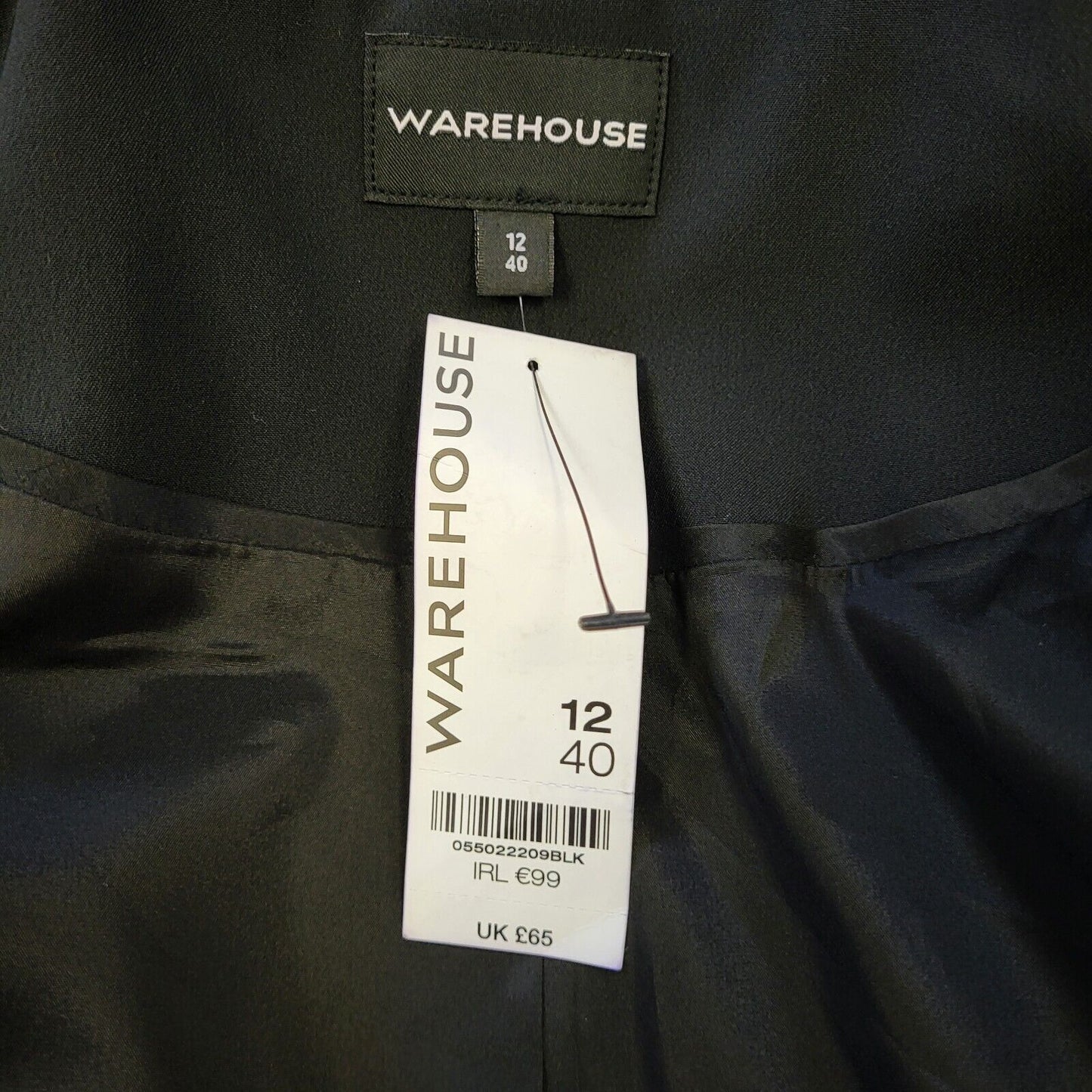 Warehouse Black One Button Blazer Suit Jacket Uk Women's 12 Eu 40 Bnwt G260