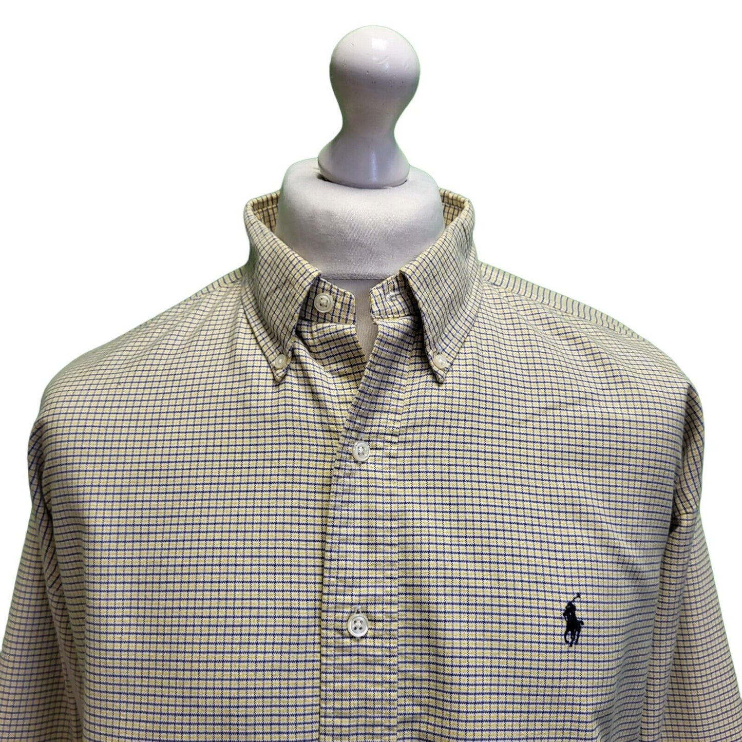 Ralph Lauren Blake Yellow Blue Check L/Sleeve Over-sized Shirt Men's UK xL H382