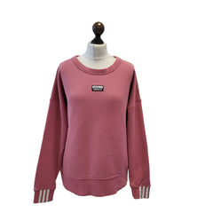 Adidas Pink Over-sized Round Neck Spell Out Sweatshirt Women's Uk 12 L G938