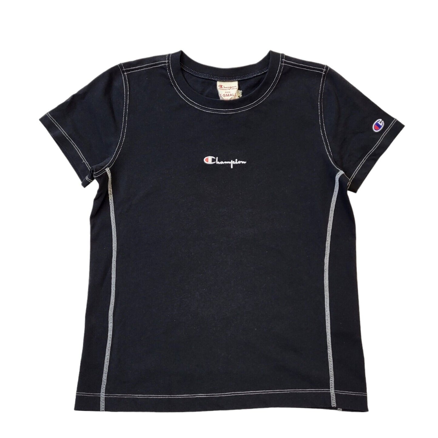 Champion Black Round Neck Short Sleeve T-Shirt Uk Women's X Small Bnwt G605