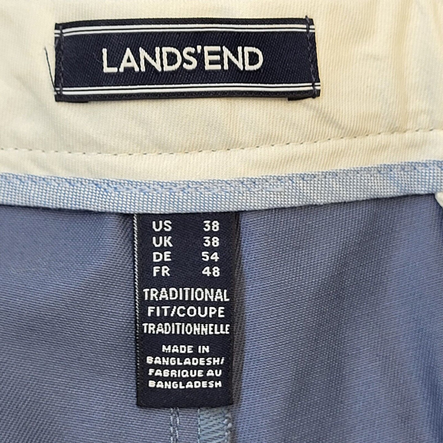 Lands' End Blue Straight Leg Chino Trousers Uk Men's XL W36 L31 Bnwt G206