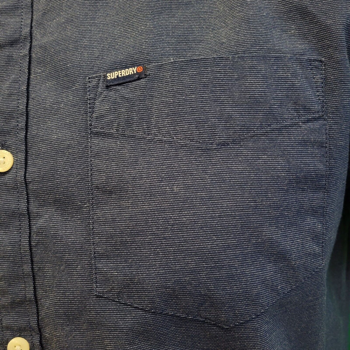 Superdry Blue Cotton Regular Fit Short Sleeve Shirt Men's UK L EU 54 H124