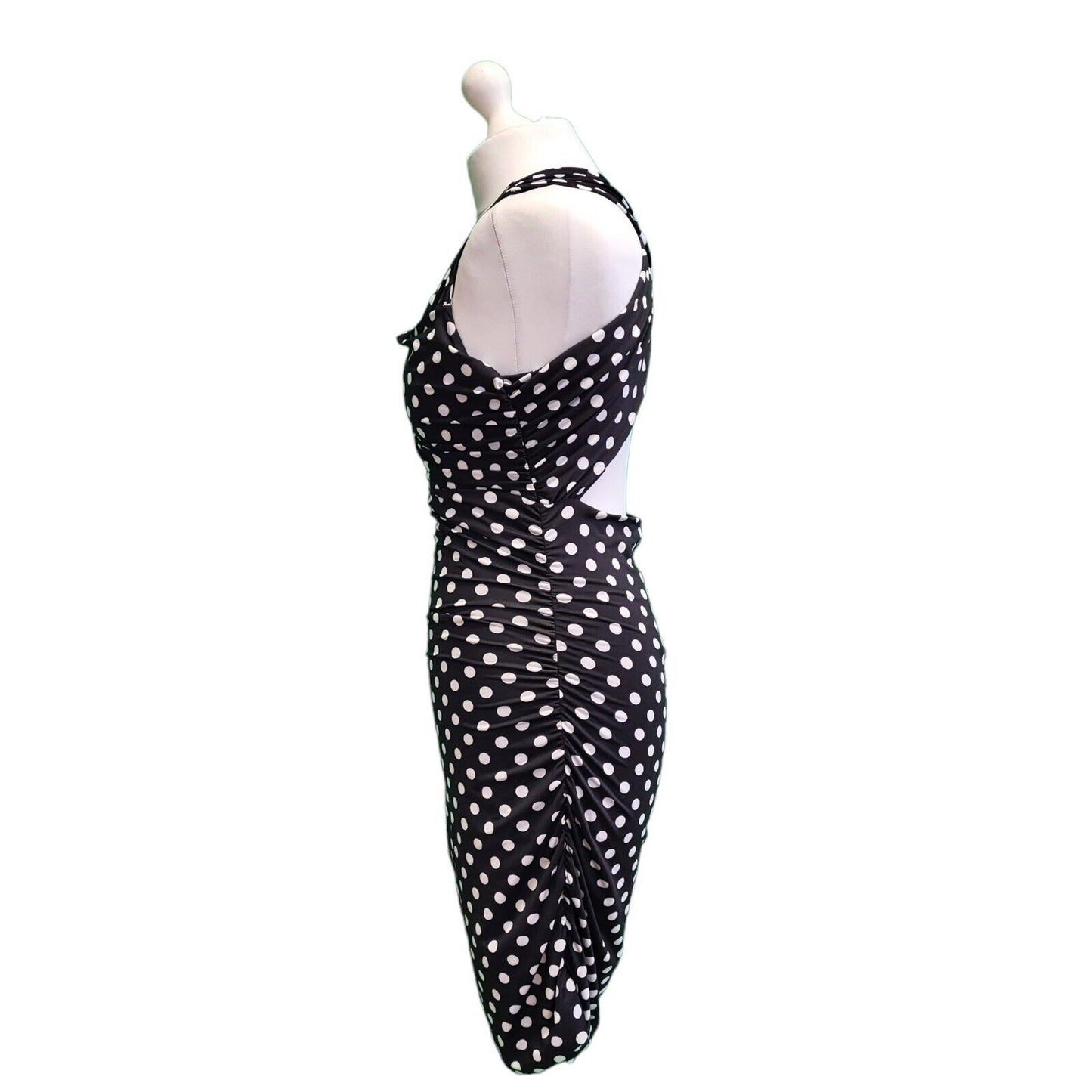 Guess Black White Polka Dot Off Shoulder Bodycon Dress Women's BNWT UK M G818