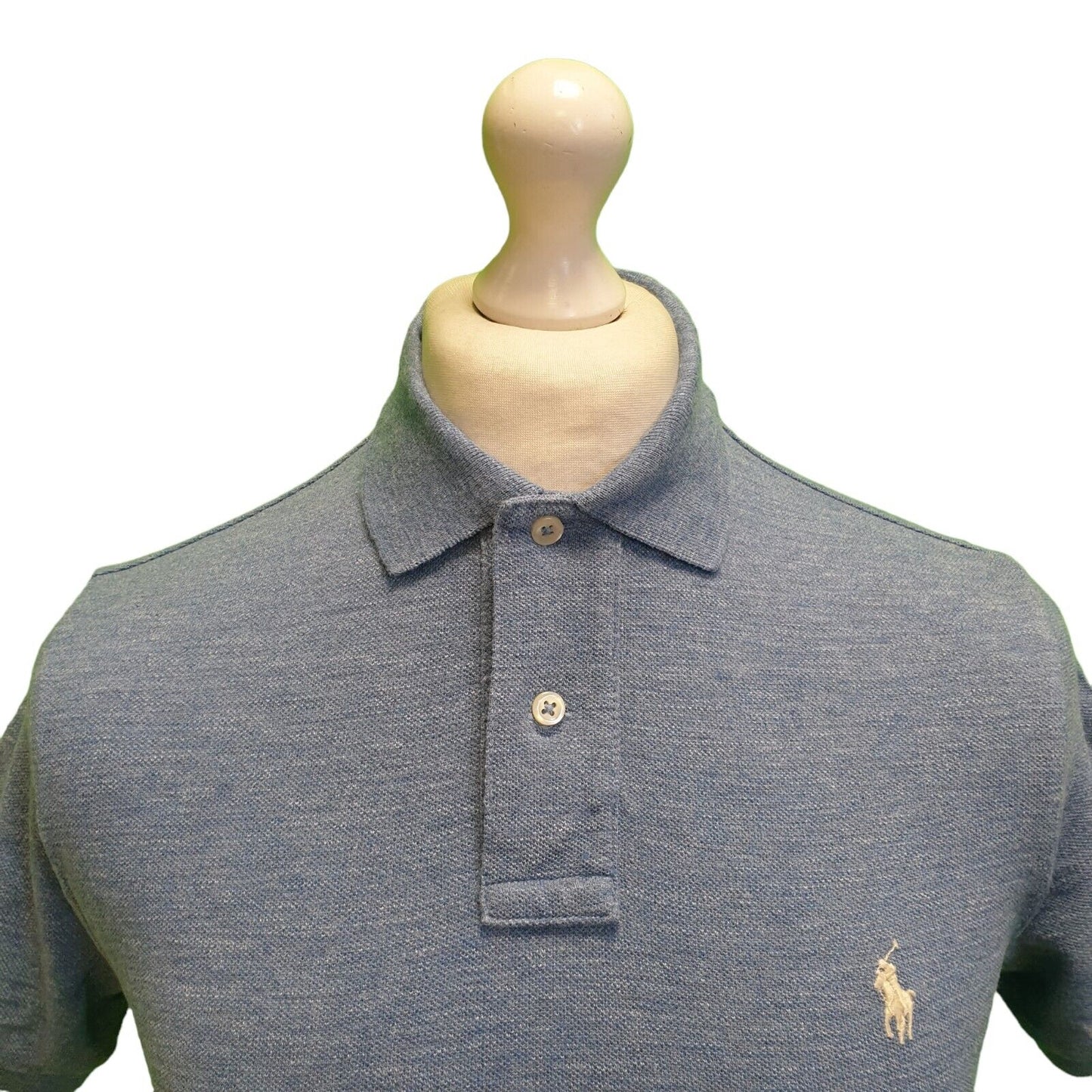 Polo Ralph Lauren Slim Fit Blue Cotton Polo T-Shirt Men's UK S EU 46 H366