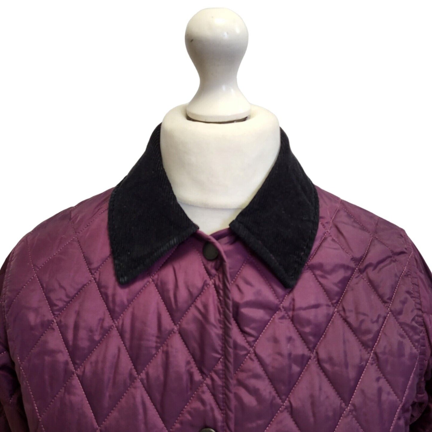 Barbour Liddesdale Purple Snap Fasten Quilted Jacket Uk Women's 8 Eu 36 G17