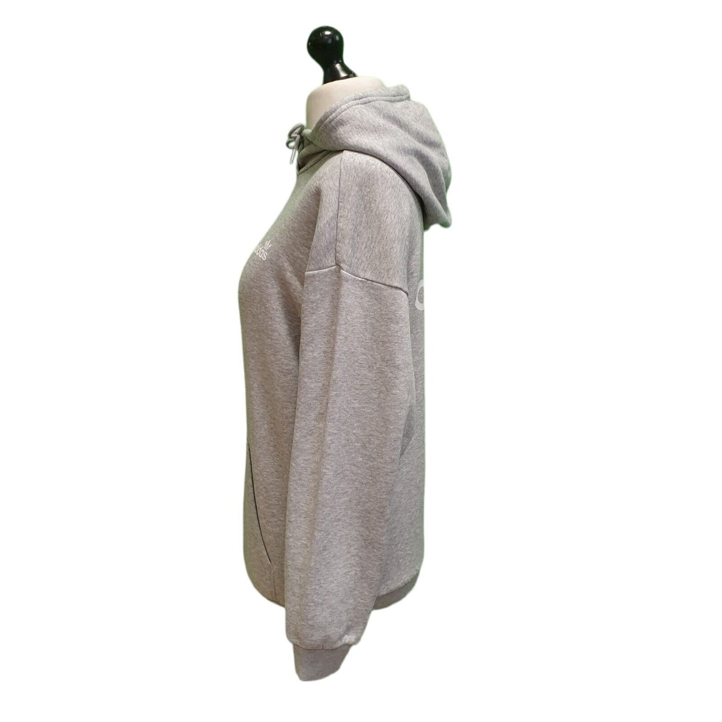 Adidas Grey Drawstring Sweatshirt Hoodie Women's UK XS 6 EU 34 H942