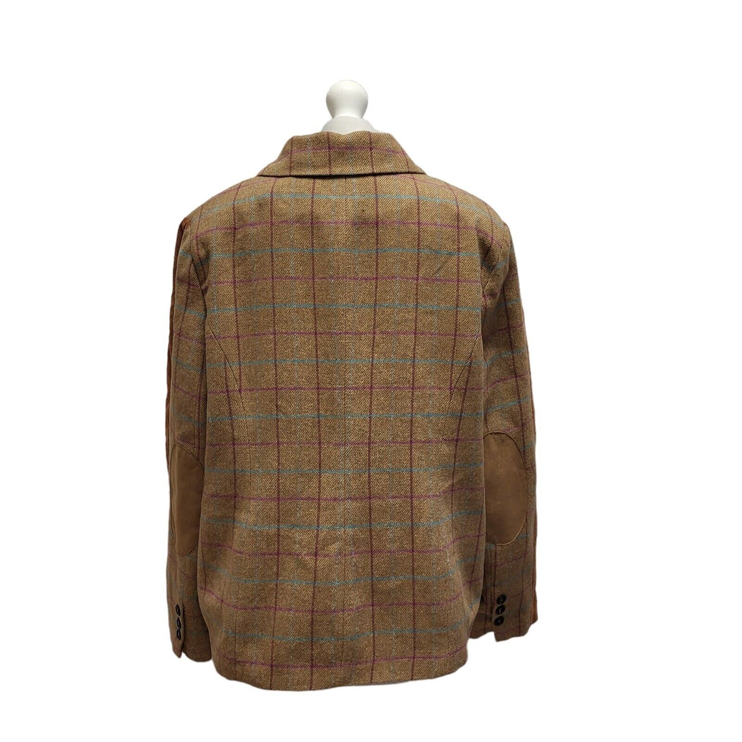 Country Rose Brown Blue Check Wool Suit Blazer Jacket UK Women's 18 BB370