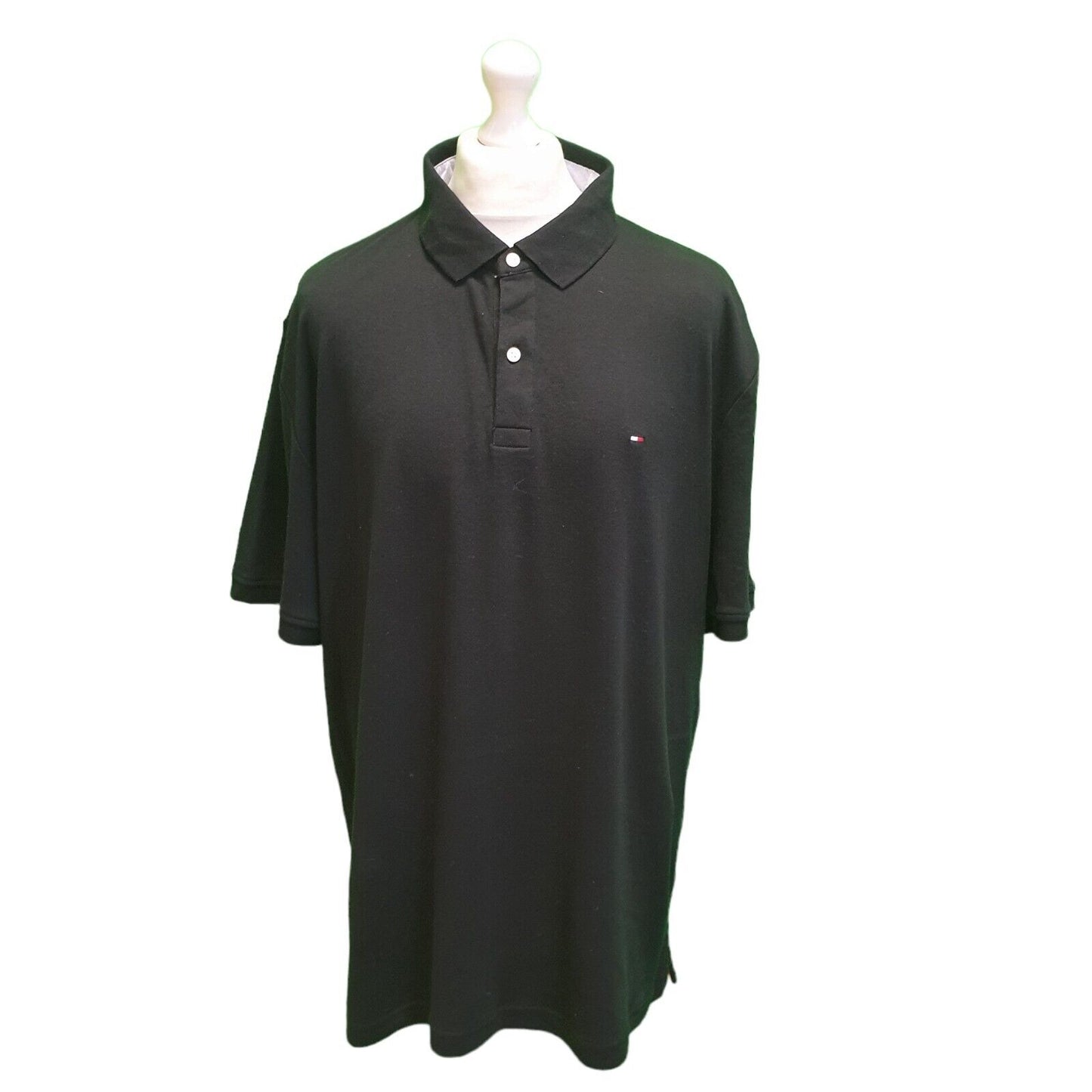 Tommy Hilfiger Black Custom Fit Black Stretch polo T-Shirt Men's UK 2XL H368