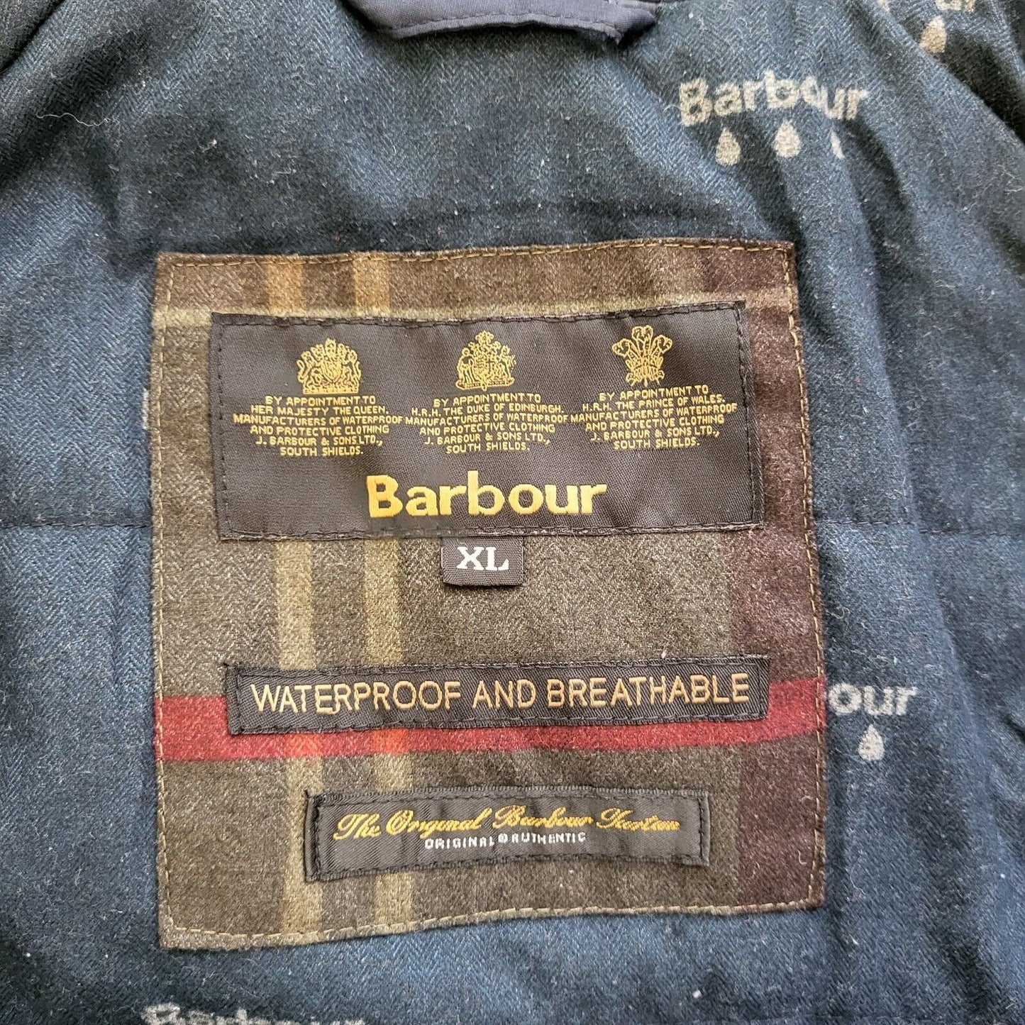 Barbour Waterproof Navy Blue Zip & Snap Jacket uk Age 13-15 Yrs xL G741
