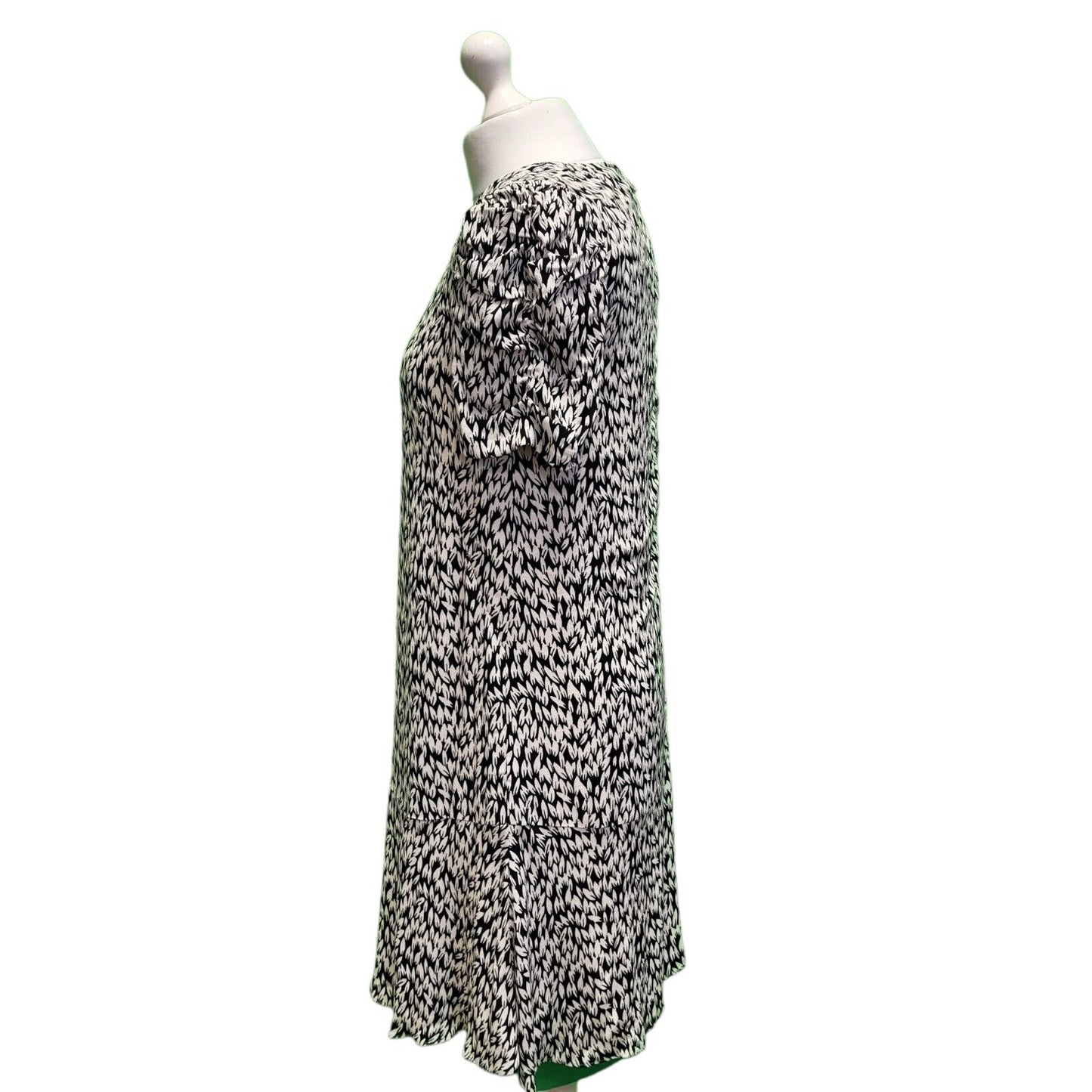 Whistles White Black Petal Print Summer Shift Dress Uk Women's S 8 H750 BNWT