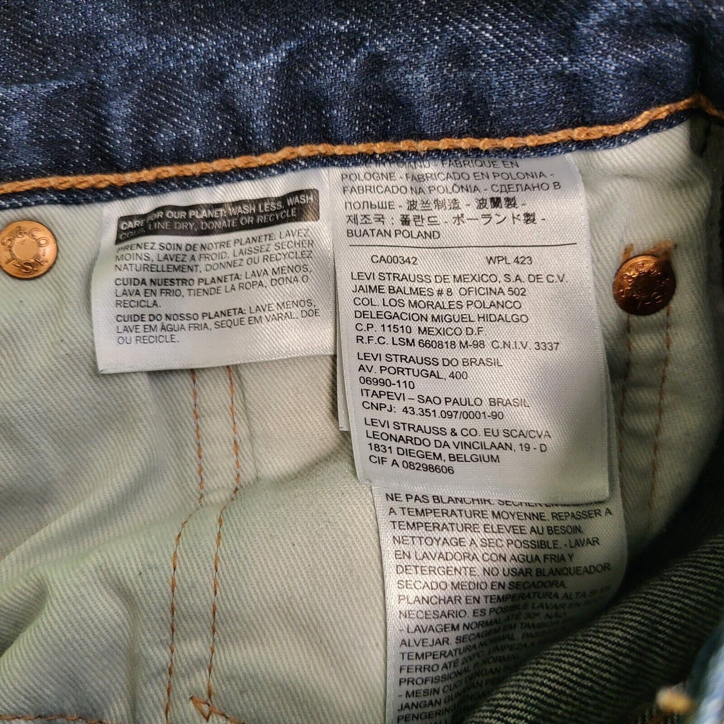Levi's 501 Blue Straight Leg Button Fly Denim Jeans Men's UK M W32 L30 H524