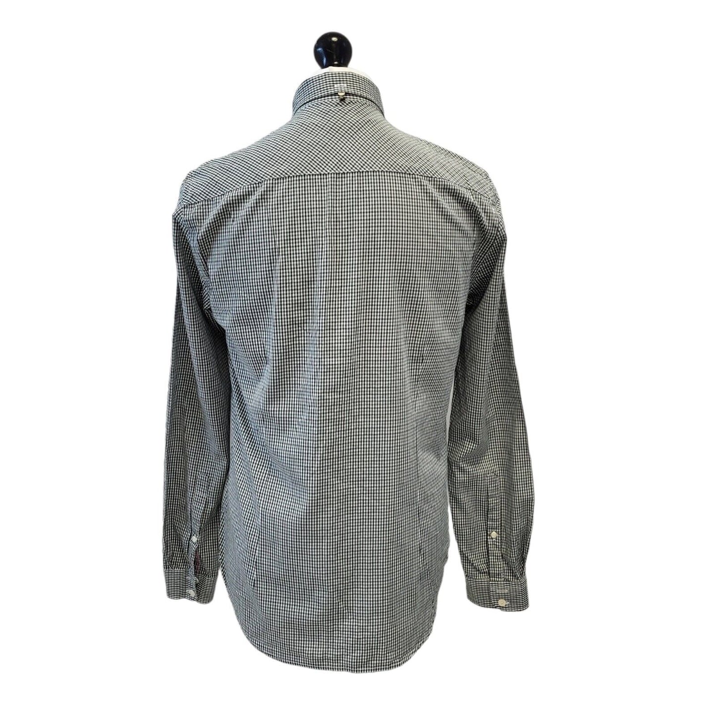 Pretty Green Black Green Check Long Sleeve Slim Fit Shirt Uk Men's Medium G585