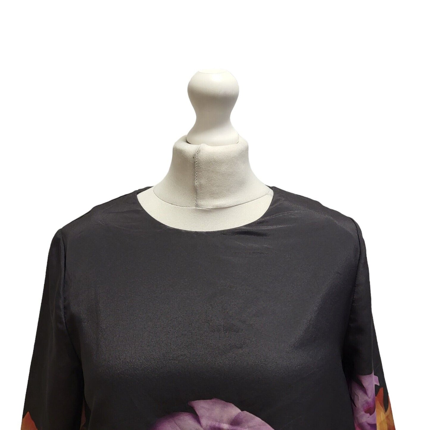 Ted Baker Black Pink 3/4 Sleeve Floral Evening Dress UK Women's S BB357