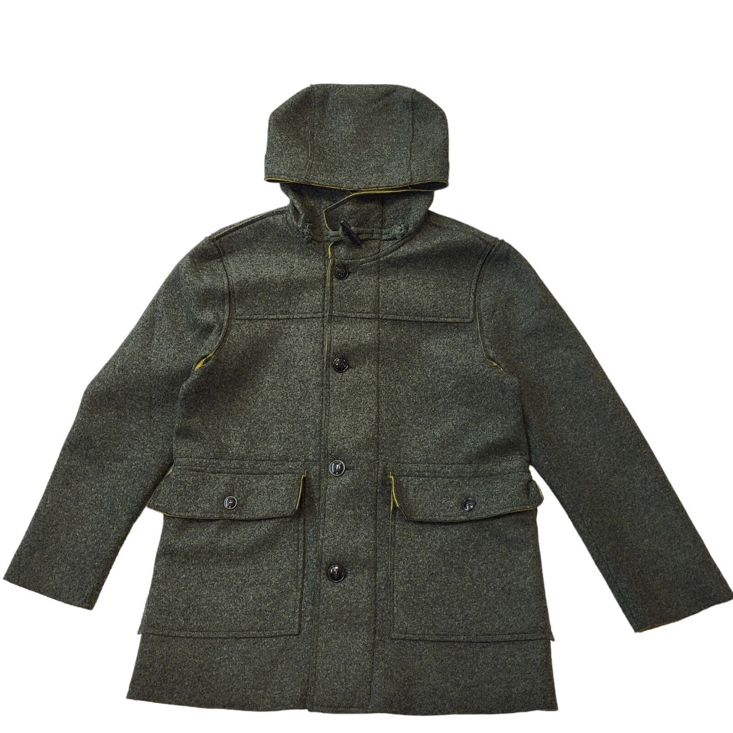 Individual Green Wool Blend Hooded Jacket Uk Men's Medium G708
