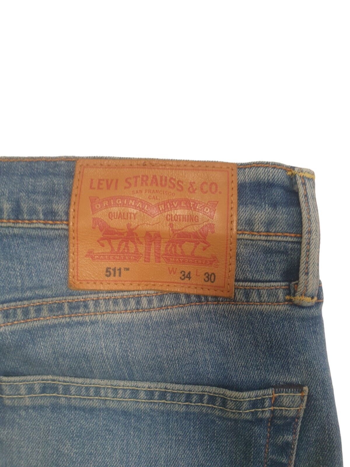 Levi's 511 Faded Blue Straight Wide Leg Rigid Denim Jeans Men's L W34 L30 H203