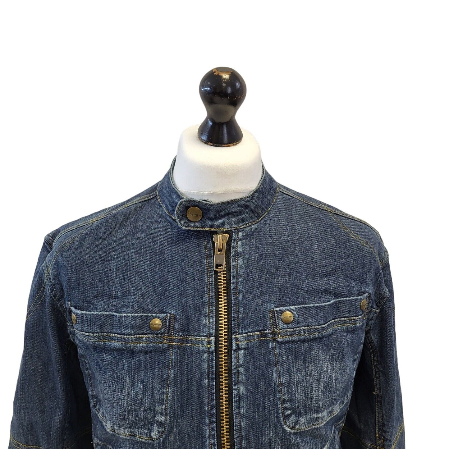 Triumph Dark Blue Zipped Denim Jacket Uk Women's 38 G628