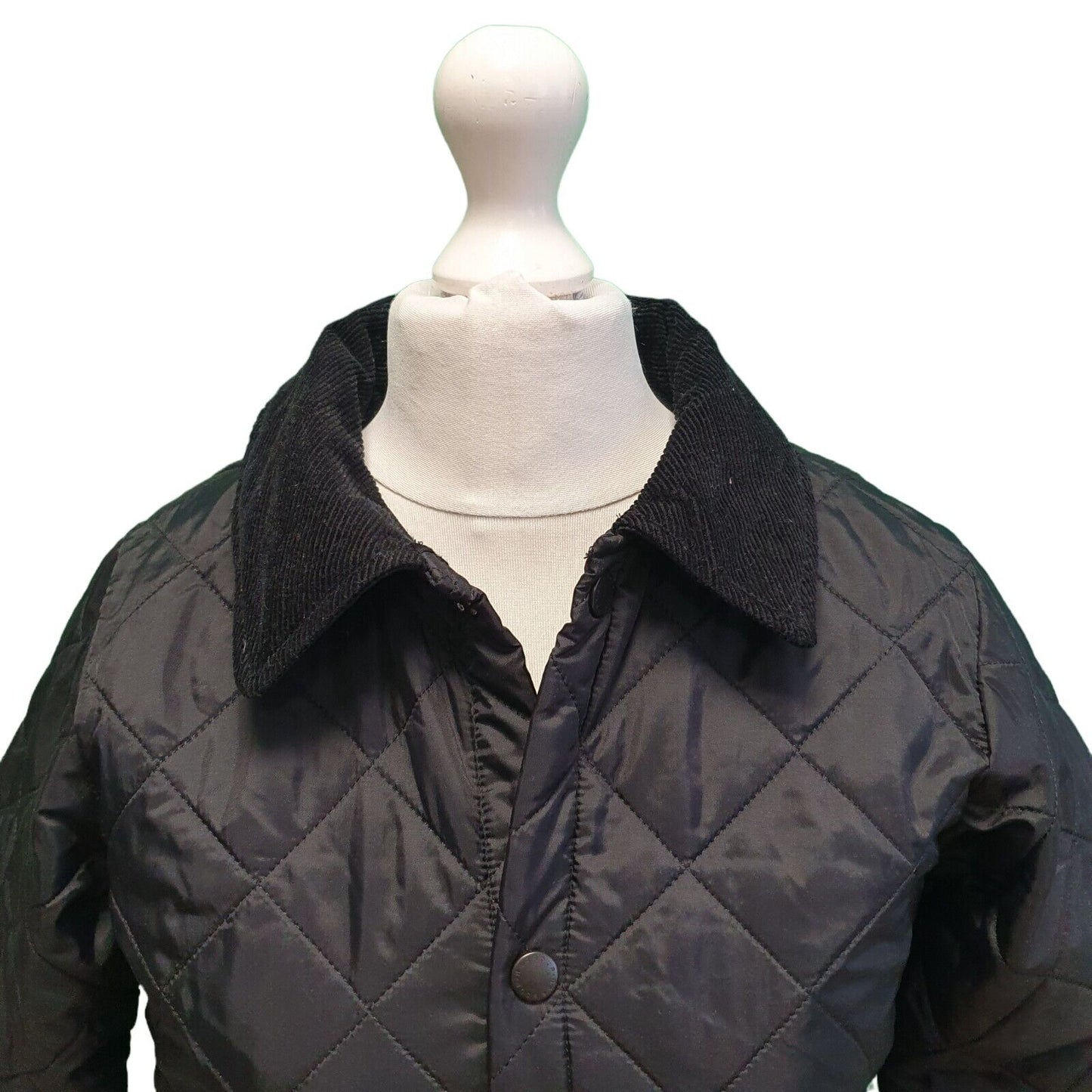 Vintage Barbour Liddesdale Black Snap Quilted Kid's Jacket Age 9-10 Yrs M H213