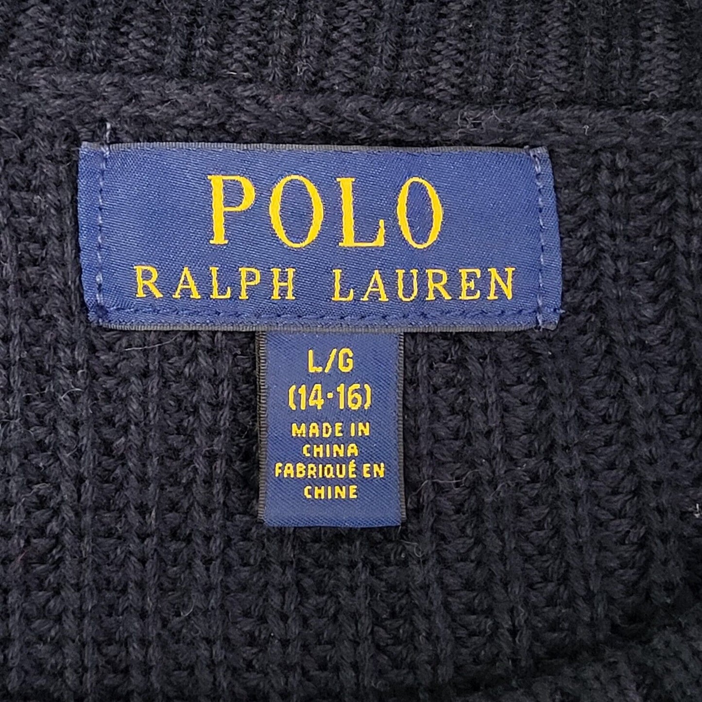 Polo Lauren Navy Grey Spell Out Knit Jumper Women's UK L 12 EU 40 H144