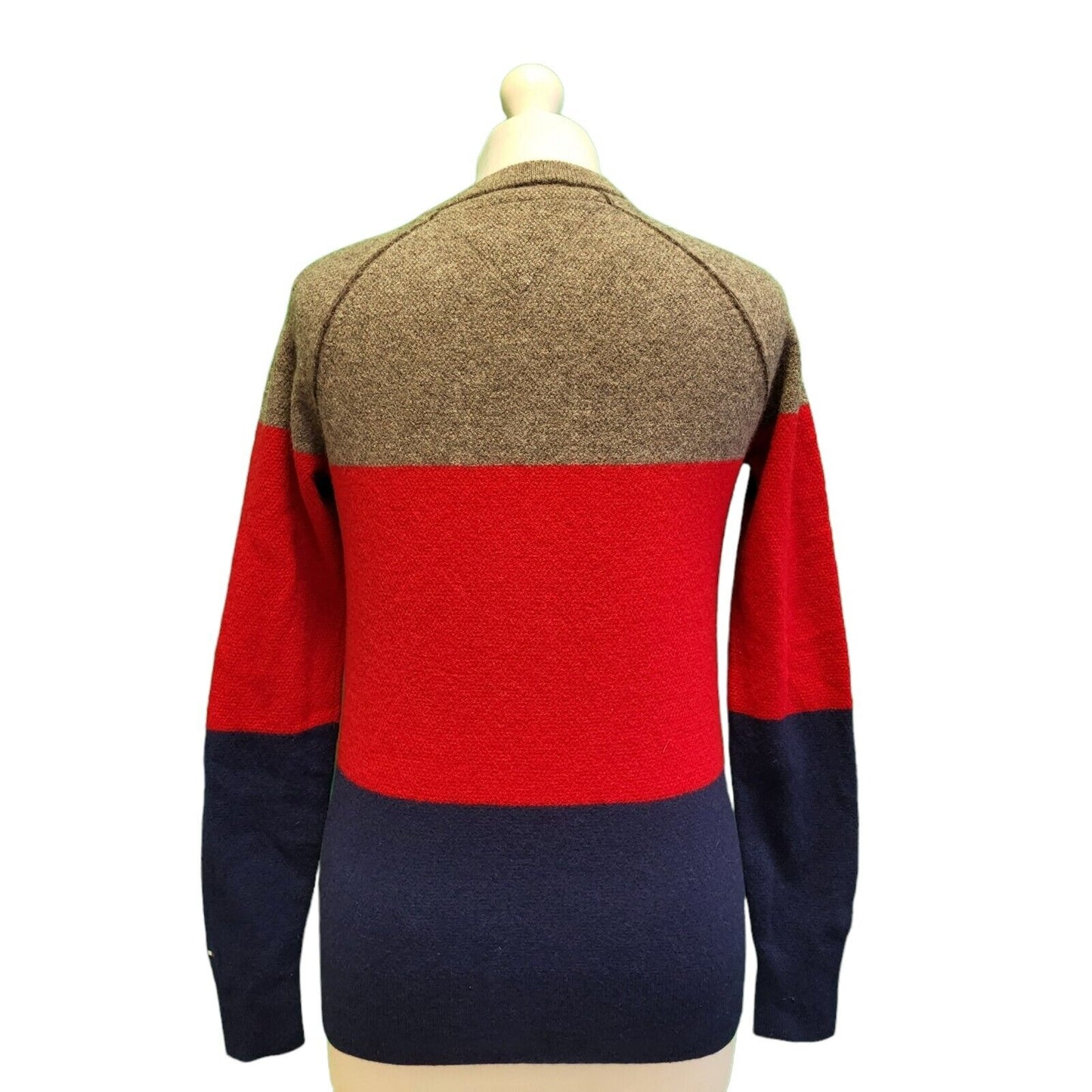 Vintage Tommy Hilfiger Red Grey Blue Wool Jumper Women's Uk 8 S G764